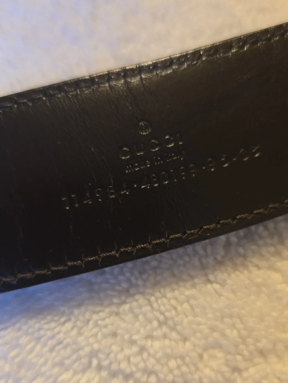 Gucci GG Brown Embossed Leather Belt with Gold Interlocking G Buckle 95/36